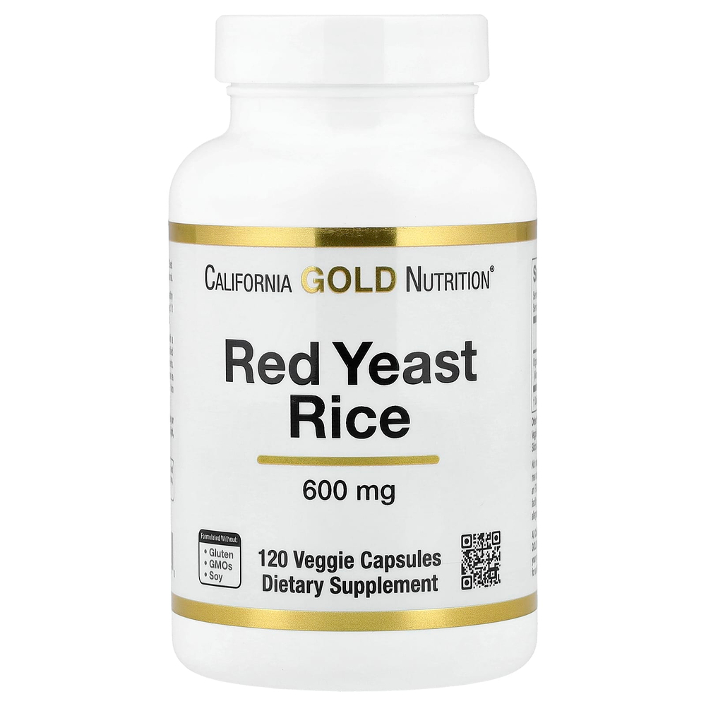 California Gold Nutrition, красный ферментированный рис, 600 мг, 120 растительных капсул