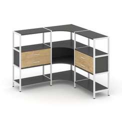 Shelf System Трехсекционный угловой стеллаж трехярусный с ящиками SN.STMU-331 Антрацит/Тиквуд Светлы