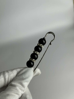 Булавка брошь "Черные камешки" для кардигана, пальто, платков, костюмов, одежды. Цвет  черный