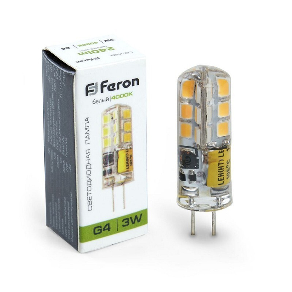 Лампа светодиодная.  3W  12V G4 4000K JC. LB-422