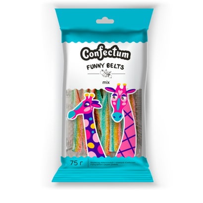 Мармелад жевательный с начинкой "Confectum Funny Belts" в форме ремней, 75гр х 36 шт