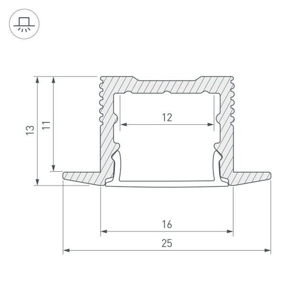 Профиль встраиваемый Arlight SL-Slim-H13M-F25-3000 Anod 036040
