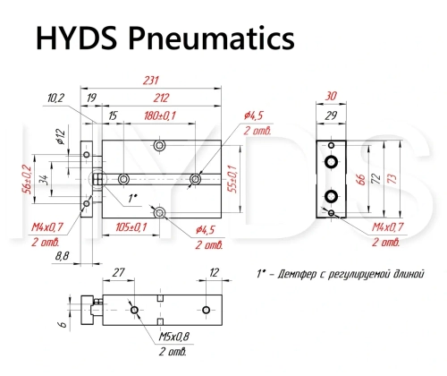 TN 25x150-S Пневмоцилиндр двухпоршневой