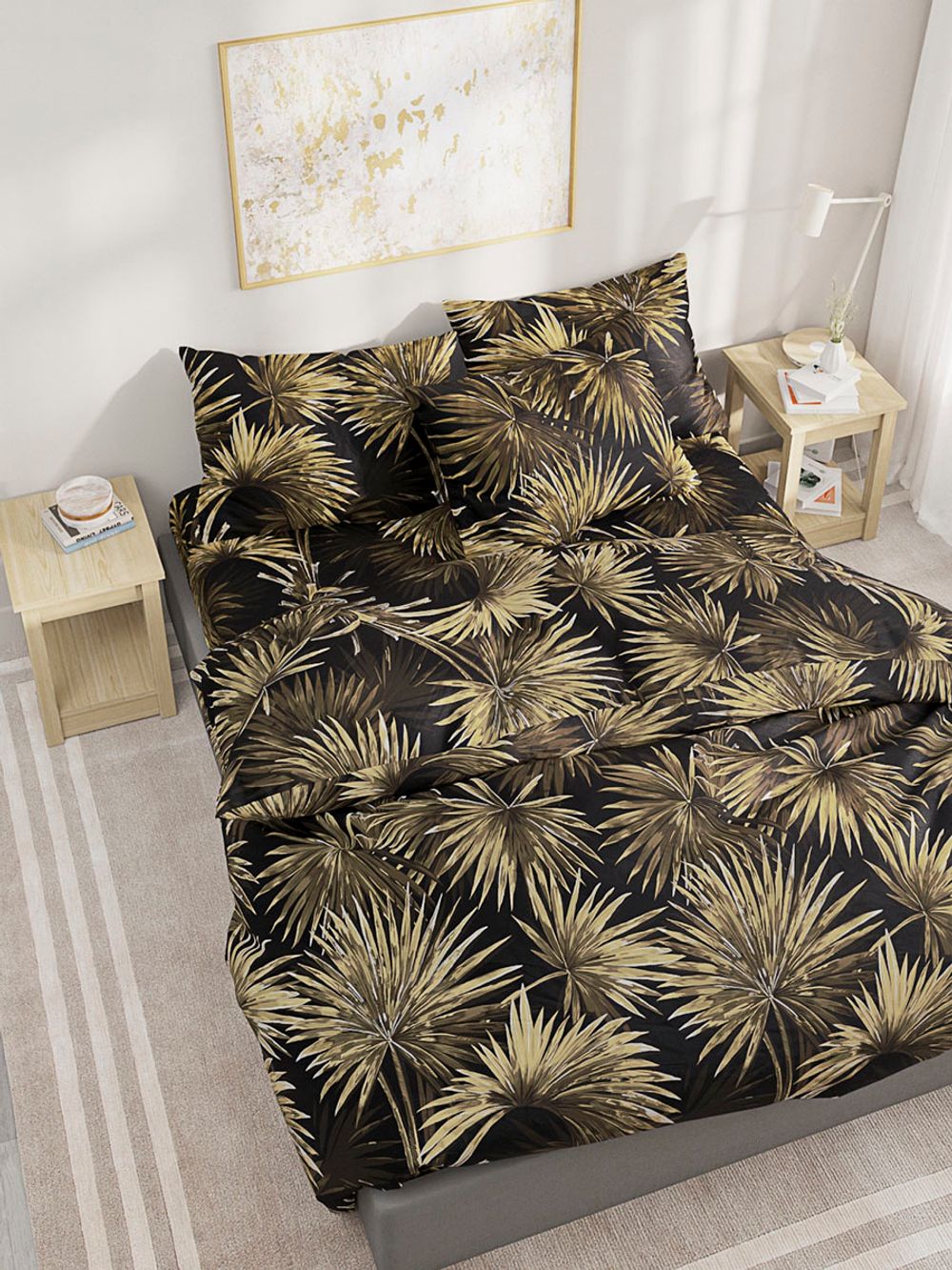 Постельное белье Сказка "Клеопатра" семейное Наволочка 50х70 см 2 шт Простынь на резинке 160х200 см Пододеяльник 145х215 см(2шт) , перкаль