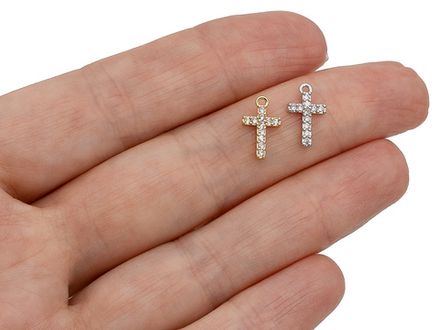 Подвеска "Крестик"  11,5мм со стразами