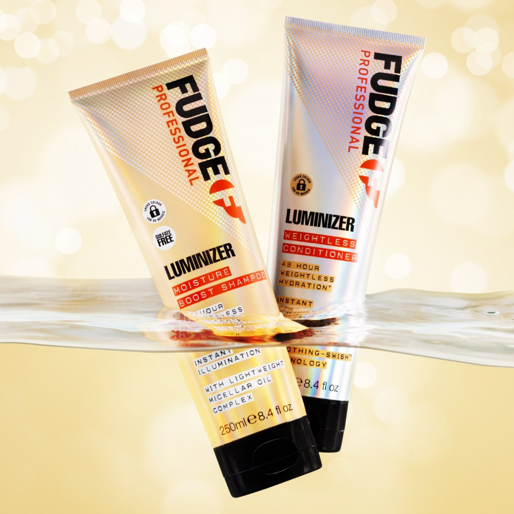 Fudge Luminizer Moisture Boost Shampoo - увлажняющий шампунь для защиты цвета окрашенных и поврежденных волос /   250  ml  / GTIN 5060420335569
