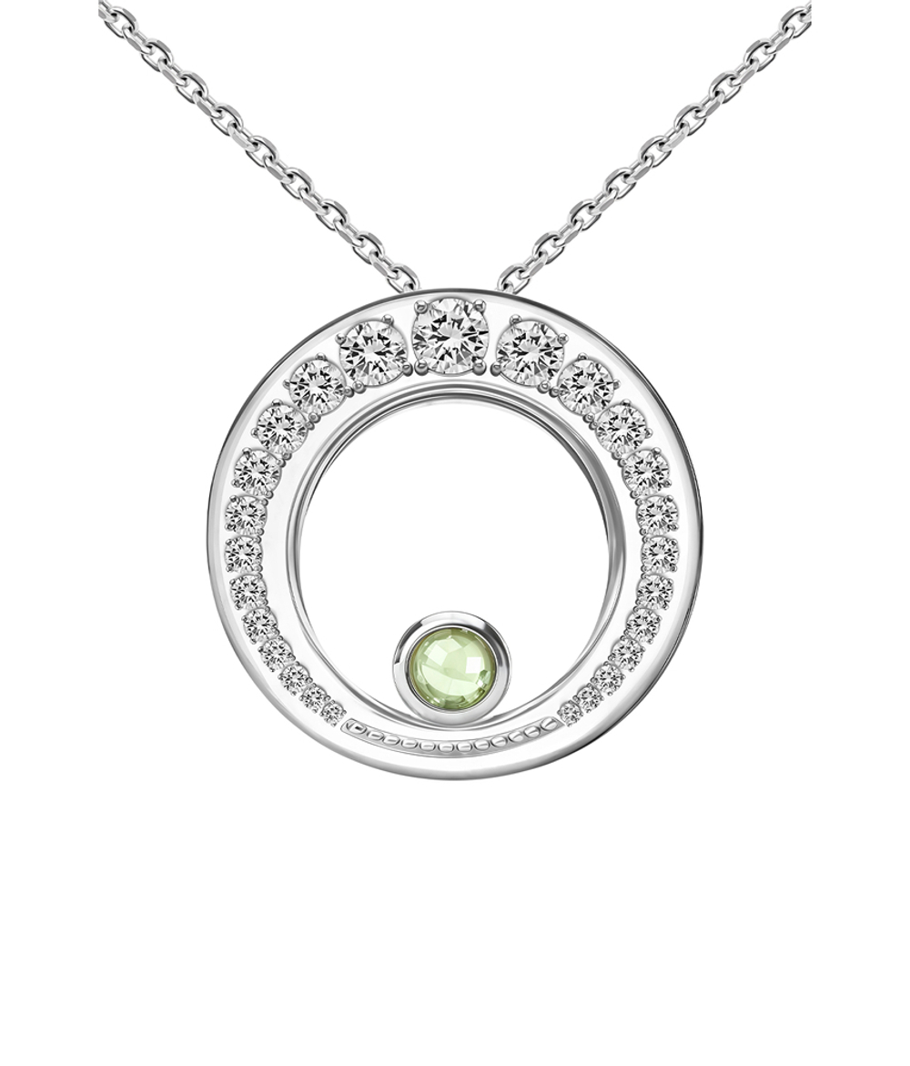 Подвес большой из серебра со вставками из хризолита и бесцветных фианитов