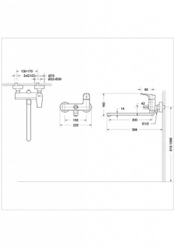 Смеситель для ванны c длинным изливом Bravat Vega