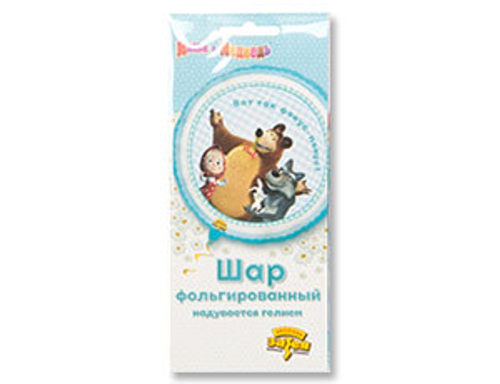 Шар (18"/46 см) Круг, РУС Маша и Медведь Ромашки