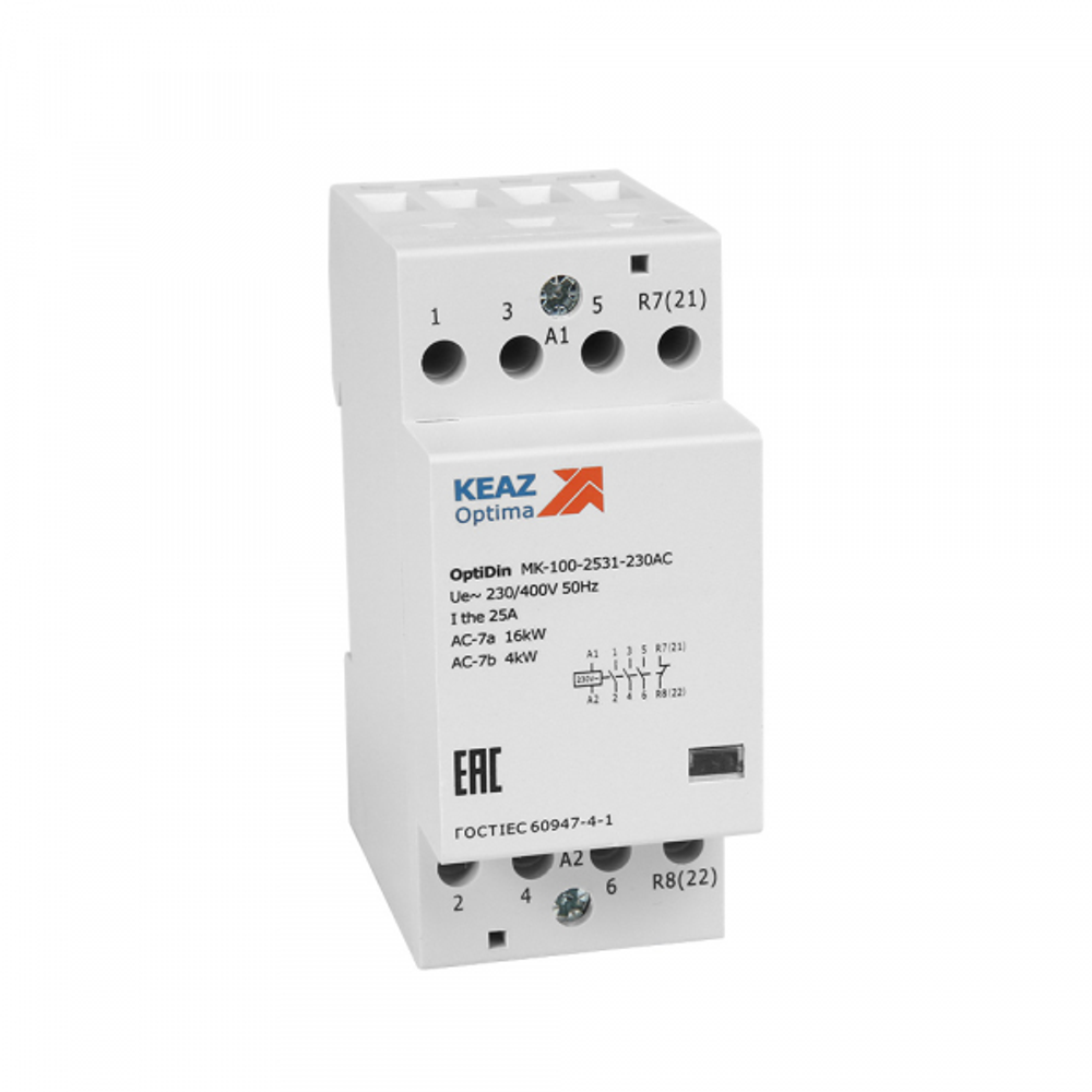 Контактор модульный 25А 230В 3НО+1НЗ AC MK-100-2531-230AC 321159 КЭАЗ
