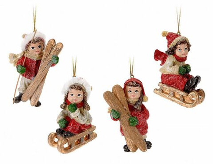 Девочка на санях/мальчик на лыжах [Арт.С8495]