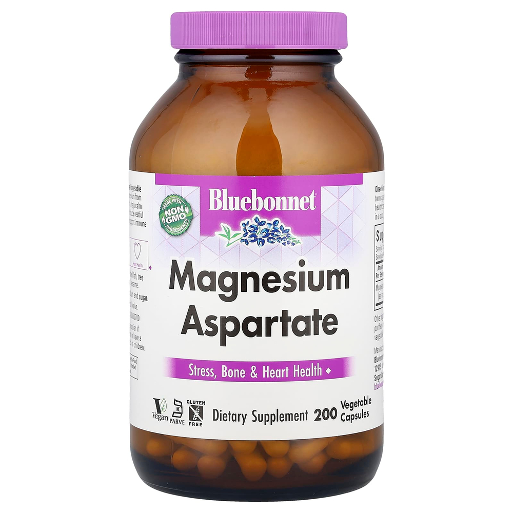 Bluebonnet Nutrition, Аспартат магния, 200 мг, 200 растительных капсул