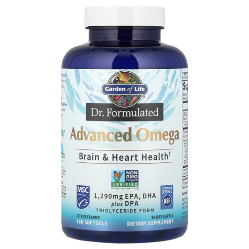 Garden of Life, Dr. Formulated, улучшенная формула омега жирных кислот, со вкусом цитрусовых, 180 капсул