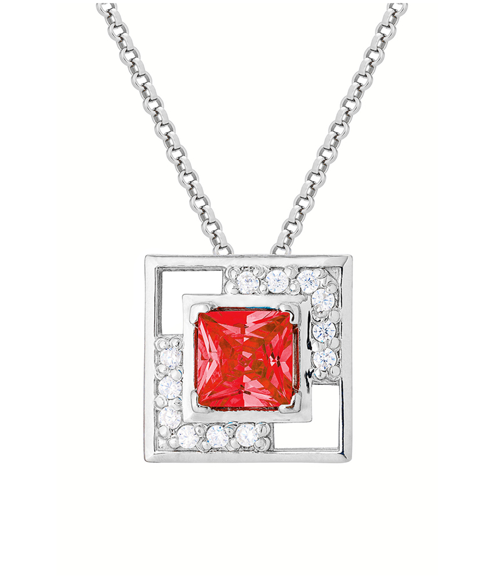 Подвес из серебра со вставками из красного и бесцветных фианитов