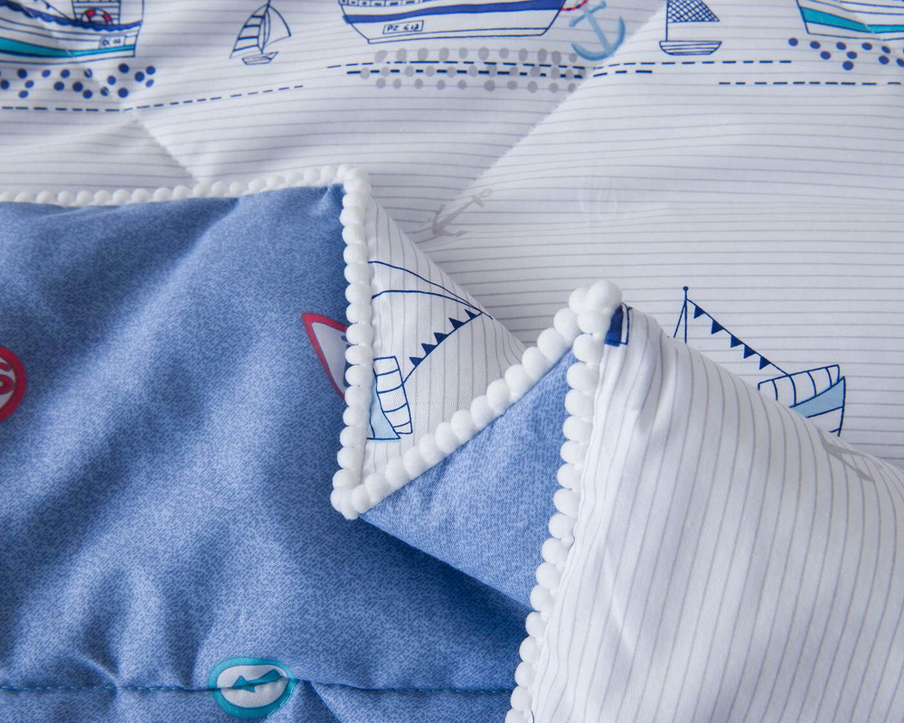 Детское постельное белье 1.5 спальное Sofi De MarkO Кораблики белое