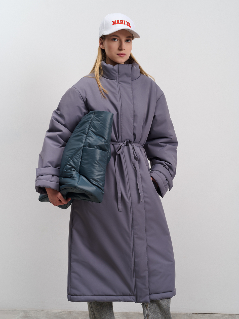 Пальто женское демисезонное "Ливерпуль" серый