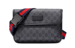 GUCCI Canvas With Leather Sling Bag, Fanny Pack Men"s Black