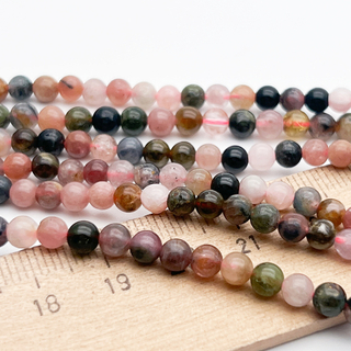 Турмалин бусины, диаметр 4,2-4,4 мм, цена за отрезок 19 см (1/2 нити)