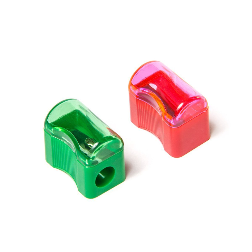 Точилка пластиковая Alingar.1 отверстие, цвет ассорти, с контейнером, пластиковая банка