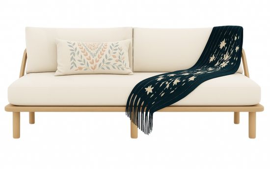 Диван деревянный трехместный с подушками Denmark