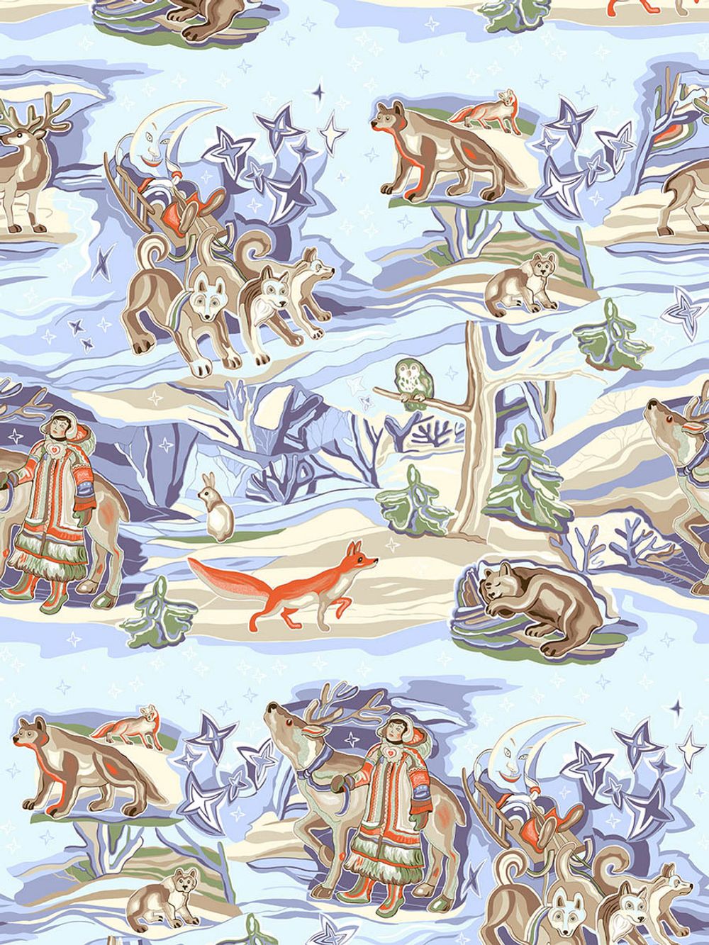 Постельное белье Сказка "Сказки севера/Орнамент" 1,5-сп Наволочка 70х70 см 1 шт Простынь на резинке 90х200 см Пододеяльник 145х215 см, перкаль