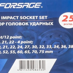 Набор головок ударных глубоких 1''25пр. (12гр.) Forsage F-8251-9MPB