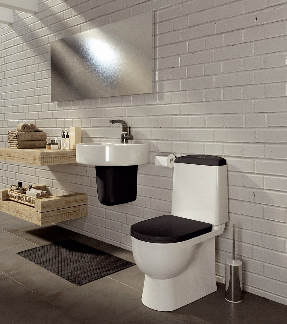 Унитаз-компакт Sanita Luxe Best  с быстросъемным сидением микролифт и черной крышкой