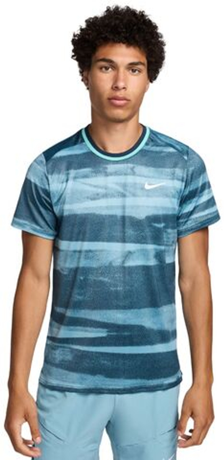 Мужская теннисная футболка Nike Court Advantage Dri-Fit Tennis Print - небесный
