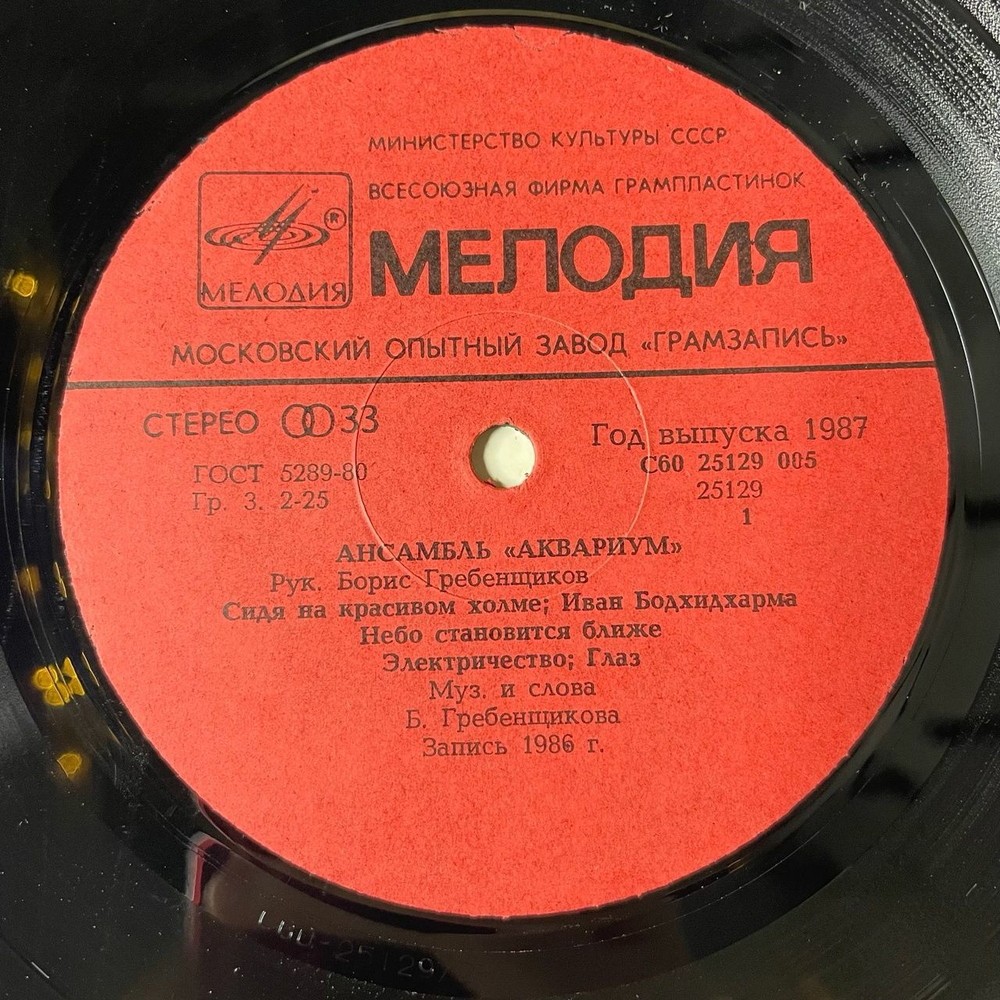 Винтажная виниловая пластинка LP Сборник Аквариум (СССР 1987)
