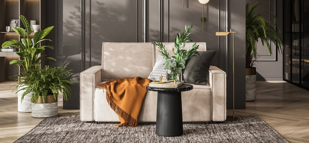 Диван Норд двухместный Велюр Монолит латте