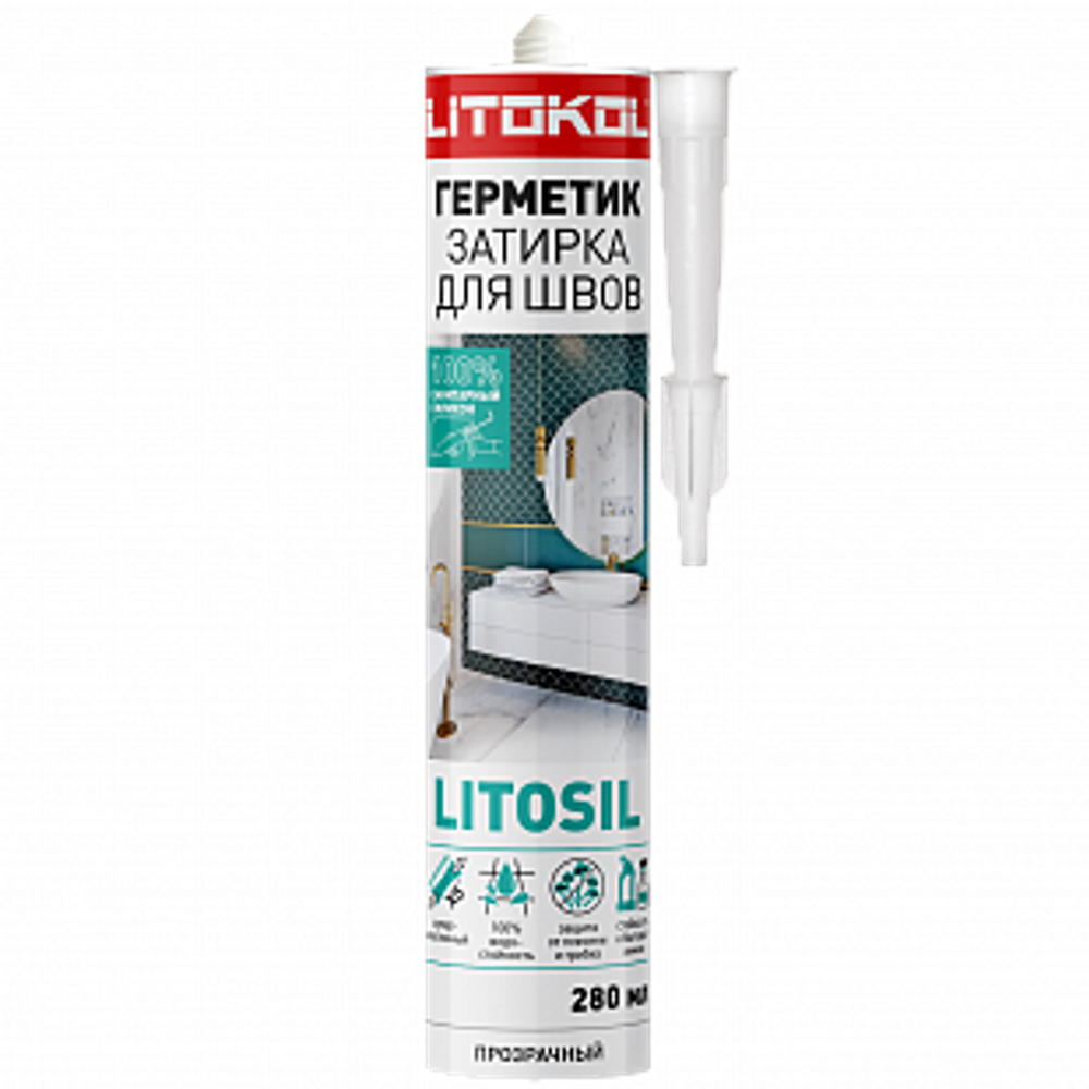 Герметик-затирка для швов LITOSIL ПРОЗРАЧНЫЙ, 280 мл, Litokol