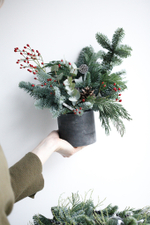 Новогодняя композиция в бетонном кашпо № 1