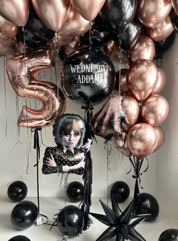 Шары Венздей рука розовое золото/черный/еж №4816