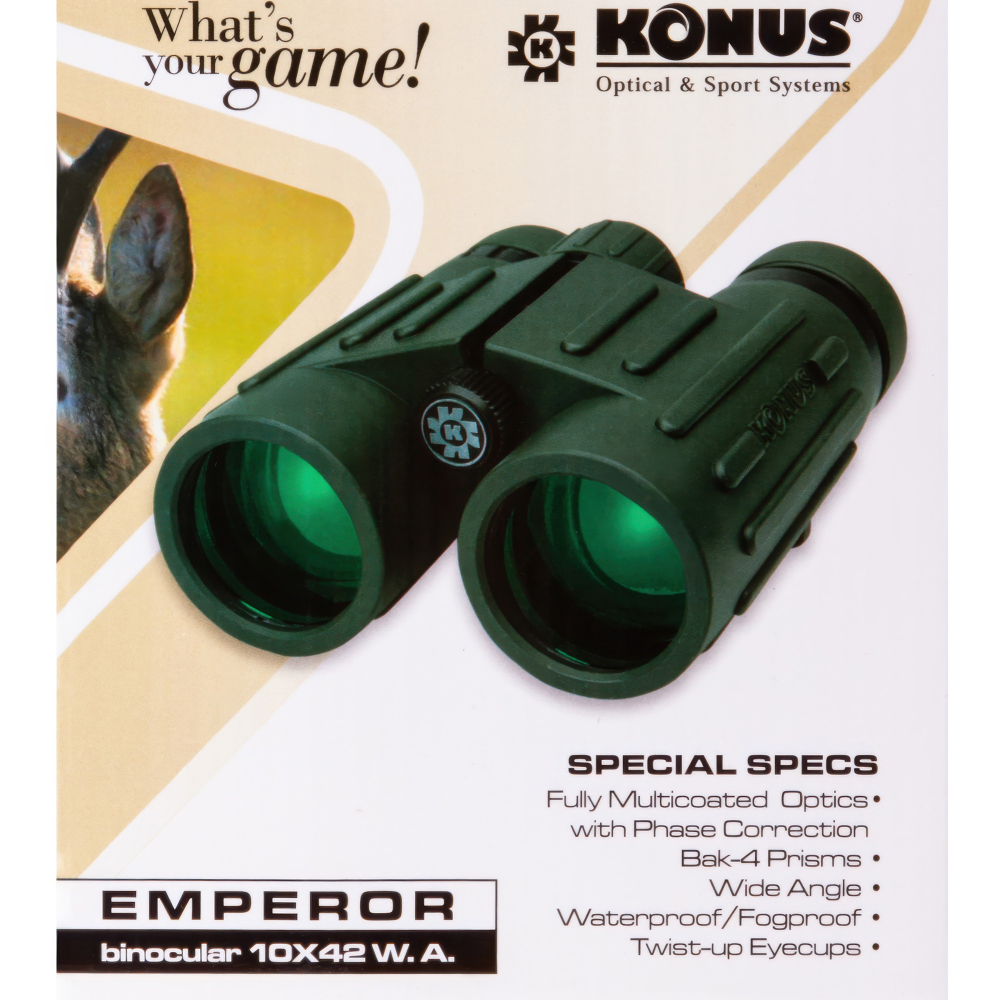 Бинокль Konus Emperor 10x42 WA Green — упаковка