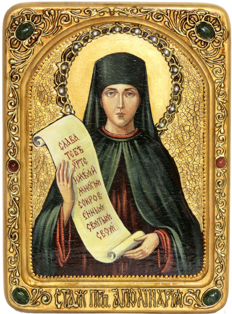 Подарочная живописная икона Святая преподобная Ангелина Сербская 29х21см на кипарисе