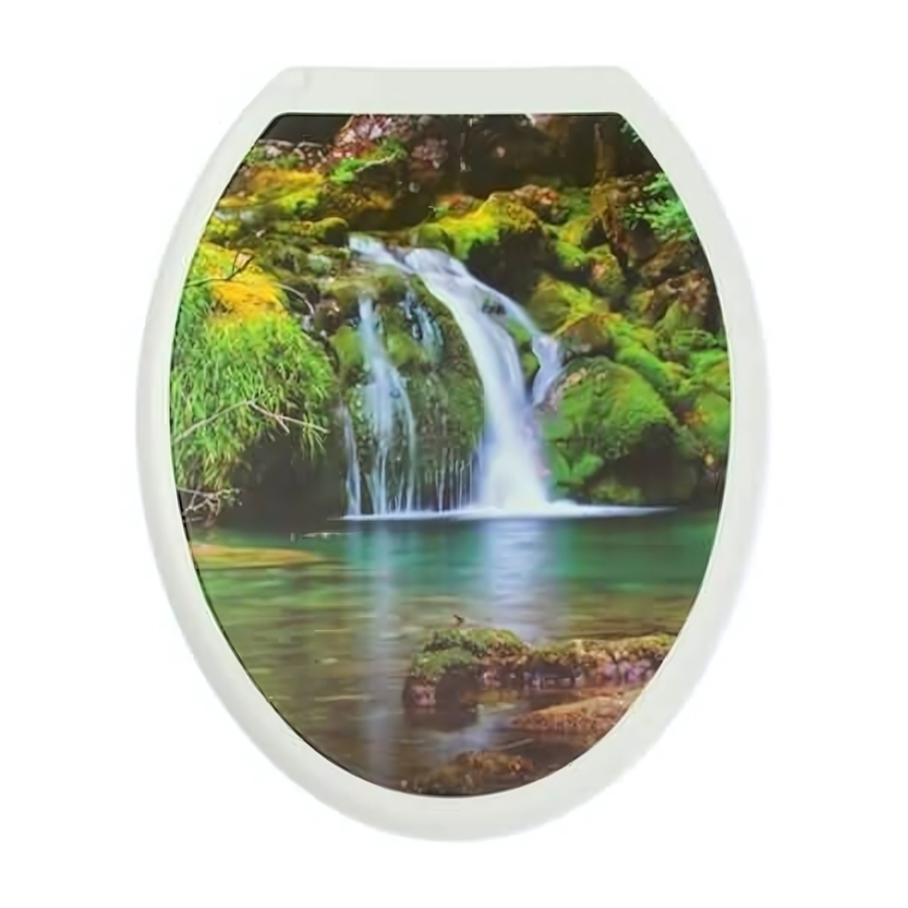Крышка унитаза "ДЕКОР" фото принт "Водопад" белый РП-813В