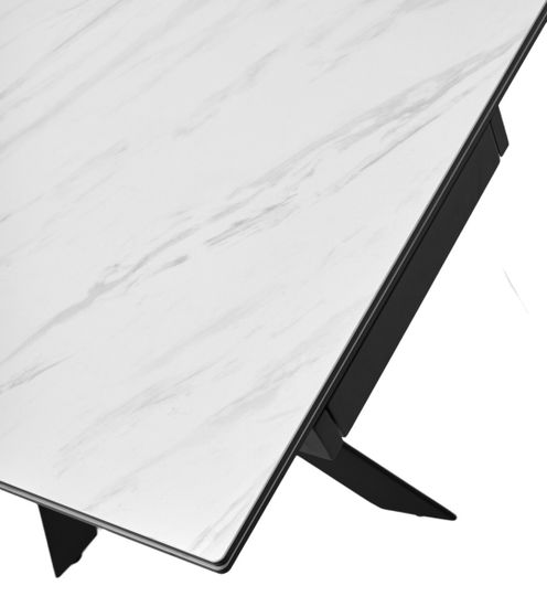 Стол BELLUNO 160 MARBLES KL-99 Белый мрамор матовый, итальянская керамика/ черный каркас