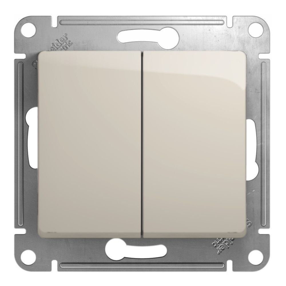 Schneider Electric Glossa Молочный Выключатель 2-клавишный схема 5, 10AX, механизм IP20 скрытая установка 308625