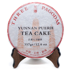 0372/2023 Чай прессованный черный Пуэр Шу "Саньта" ци цзы бин 357гр