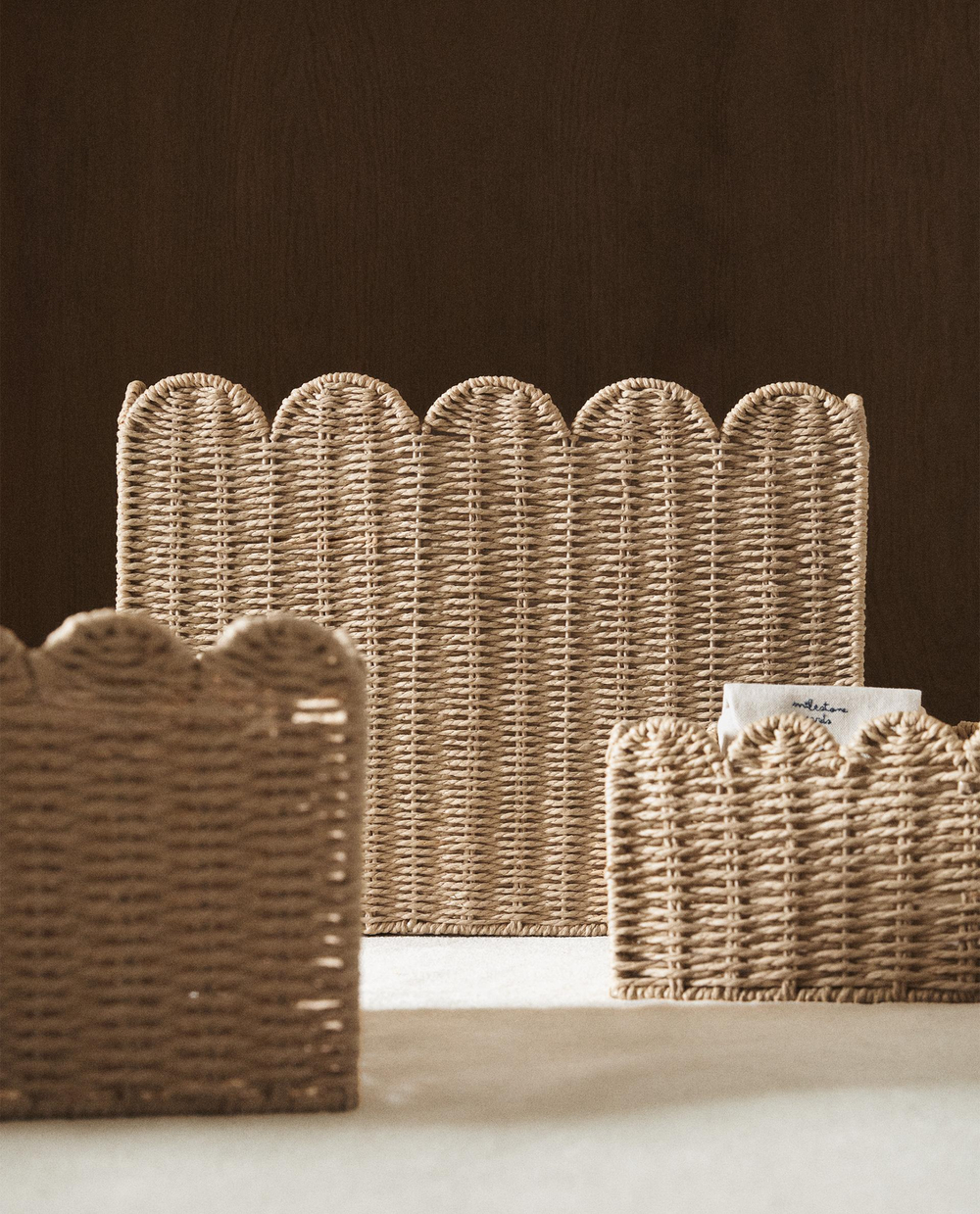 Zara Home Корзина из плетёной бумаги, цвет бежевый, 50 см