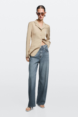 Massimo Dutti Джинсы средней посадки с зауженным кроем, средне-синий