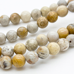 Коралл окаменелый, размер около 6,6-6,8 мм, цена за 28-29 шт (1/2 нити)