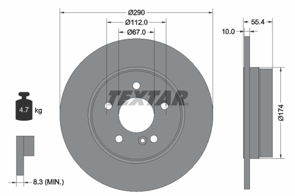 TEXTAR - 92072703-TET - Brake Disc