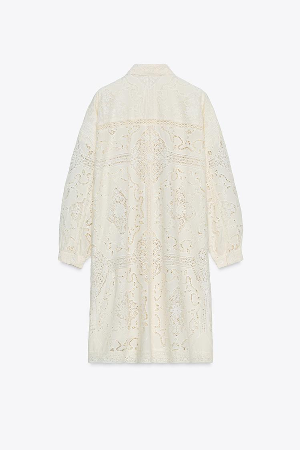 ZARA ПЛАТЬЕ-РУБАШКА С ВЫШИВКОЙ — ZW COLLECTION, БЕЖЕВЫЙ