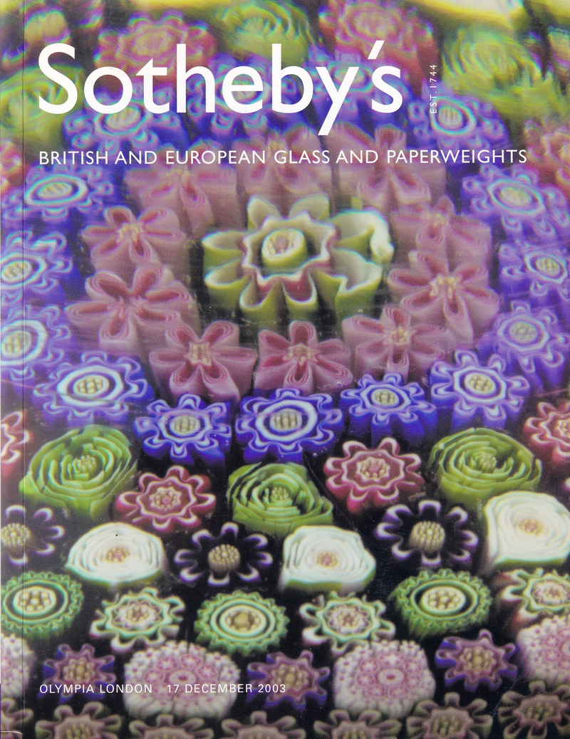 Каталог аукциона Sotheby's, Лондон, Британское и европейское стекло и пресс-папье от 17 декабря 2003 года