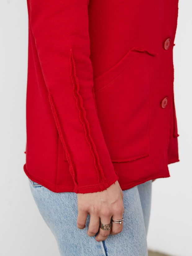 Жакет строчки трикотажный, красный