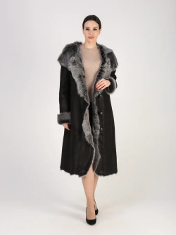 Дубленка зимняя натуральная с капюшоном длинная и теплая