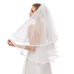 Фата с гребнем два слоя, в белом цвете, 60/80 см