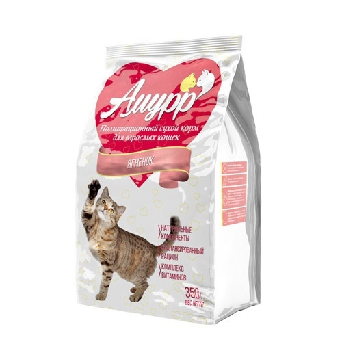 Сухой корм Амурр для взрослых кошек, ягненок, 350 г