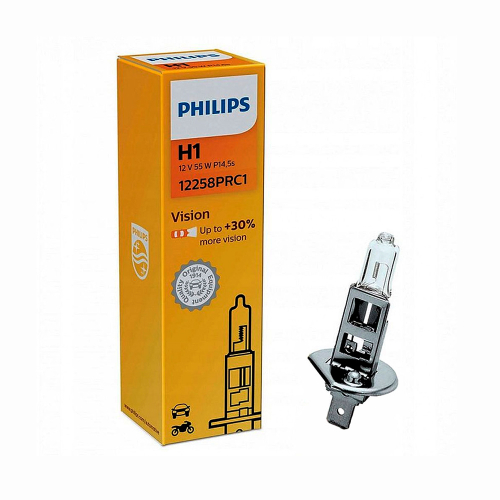 Автолампа 12V H1 55W Philips Vision Premium +30%